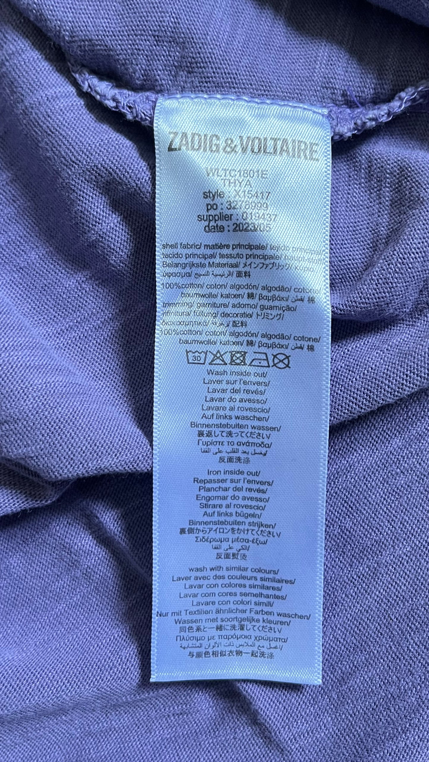 T-shirt violet écritures dos Zadig & Voltaire - S