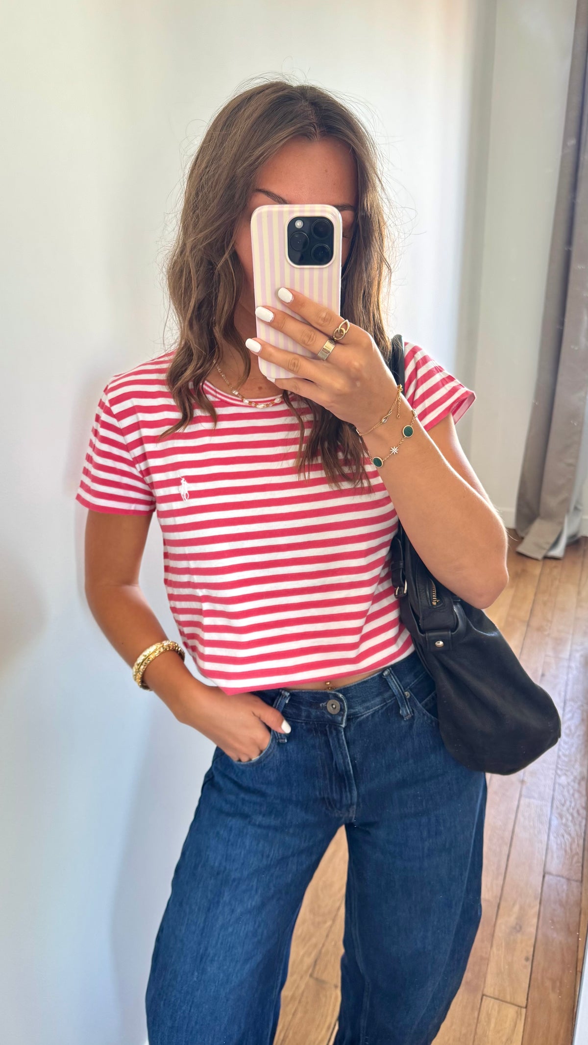 T-shirt à rayures framboise Ralph Lauren - M