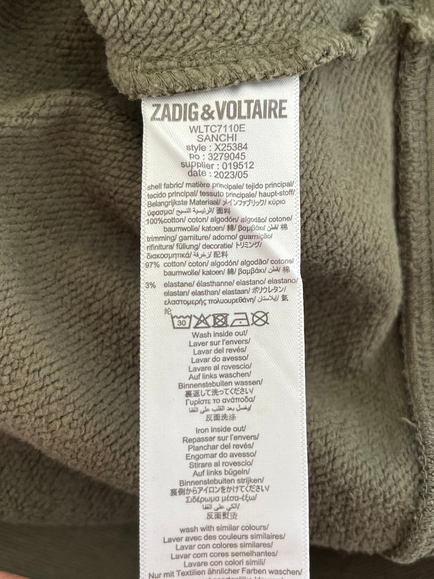 Sweat à capuche kaki Zadig & Voltaire - XS