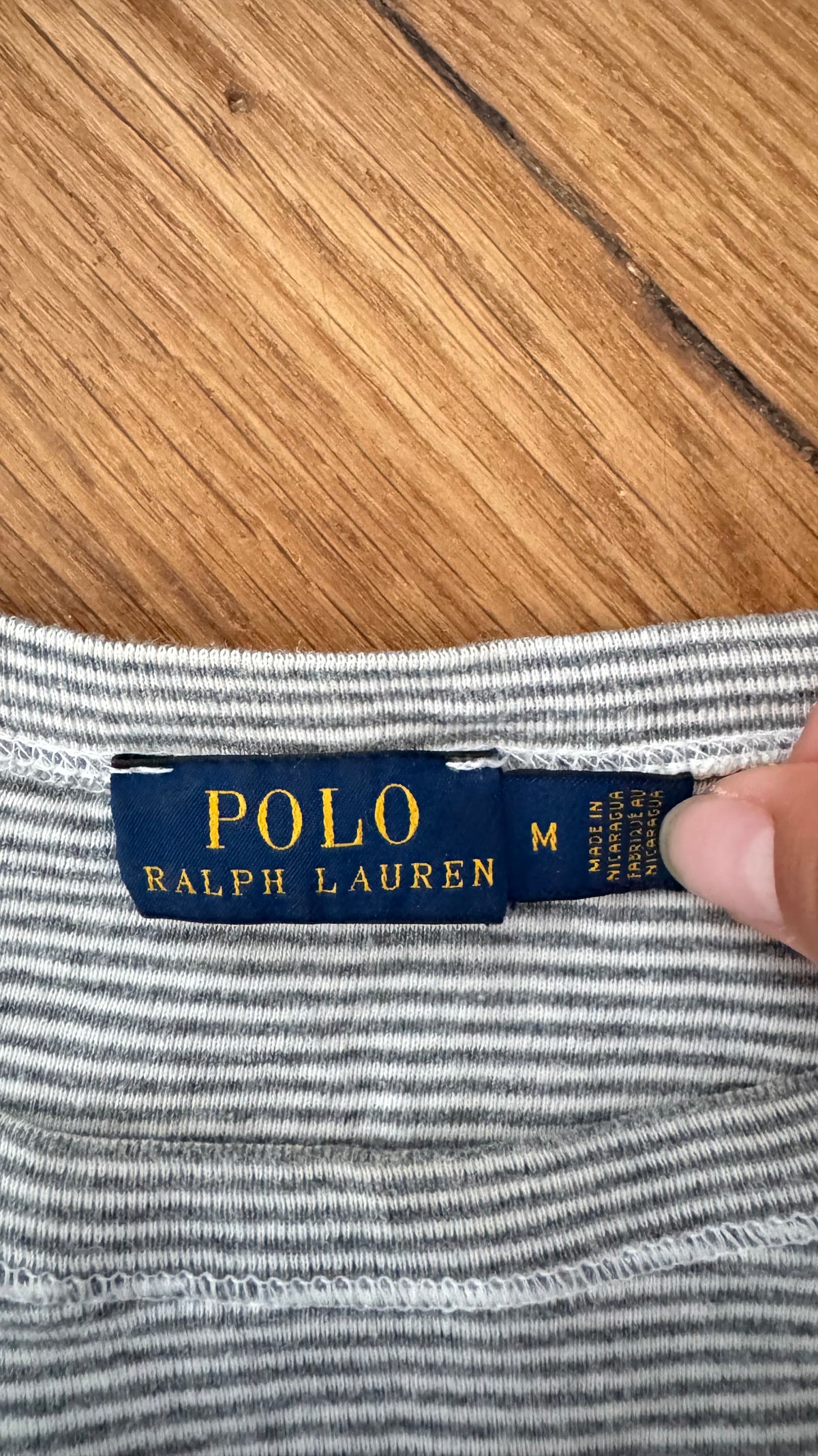 T-shirt gris rayé Ralph Lauren - M