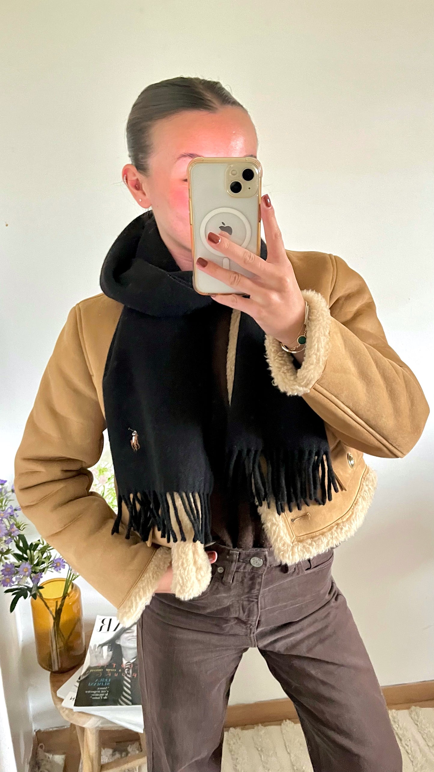 Écharpe en laine noir Ralph Lauren