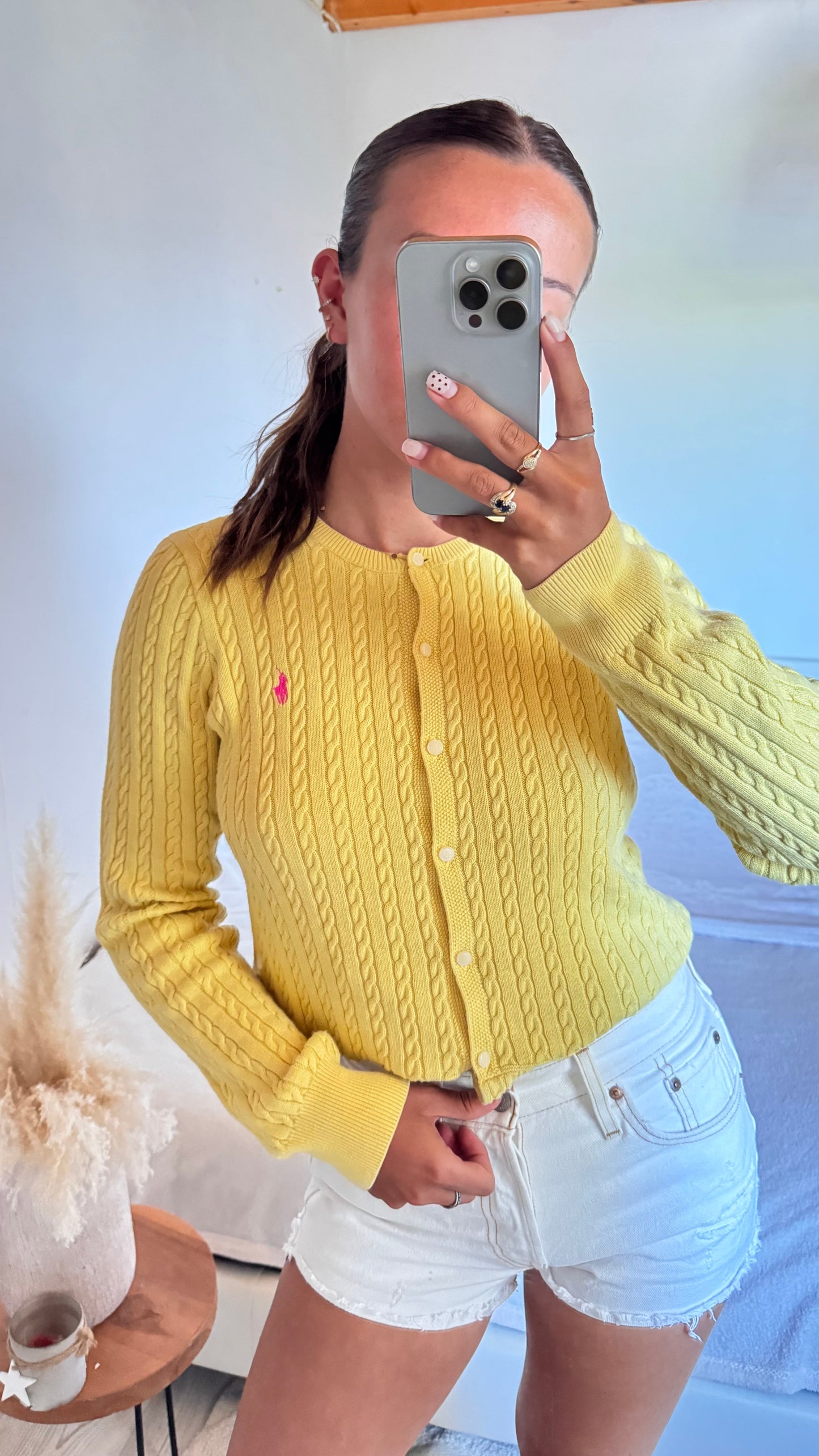 Gilet torsadé jaune pastel Ralph Lauren - S