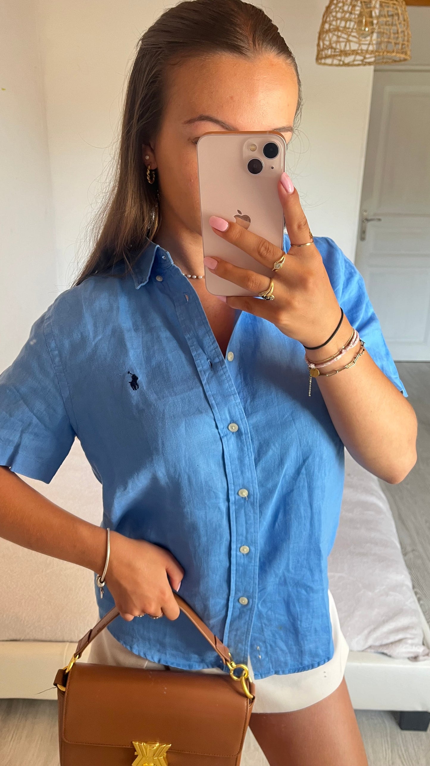 Chemise en lin bleu Ralph Lauren  - S