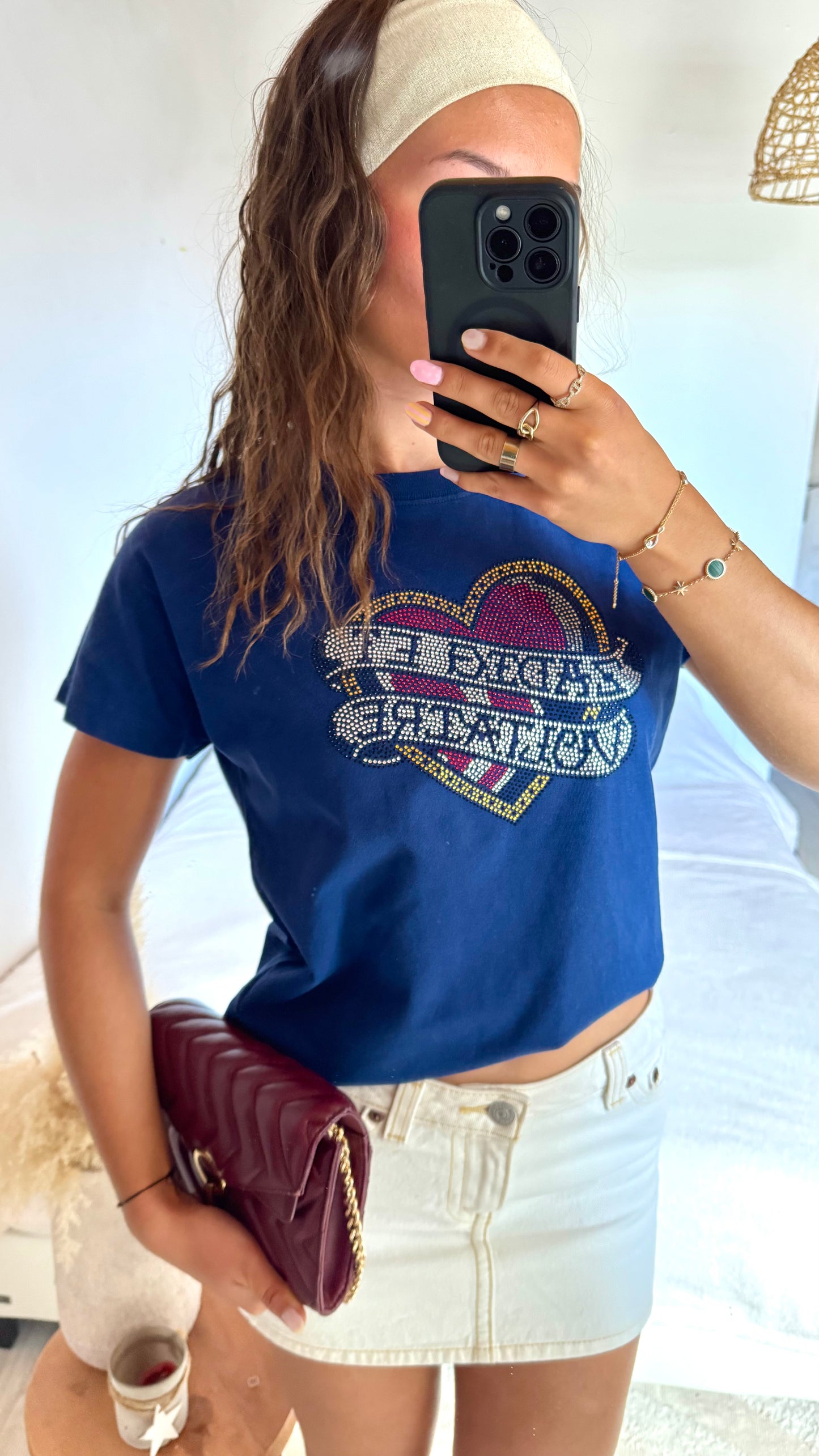 T-shirt marine strass Zadig & Voltaire - XS