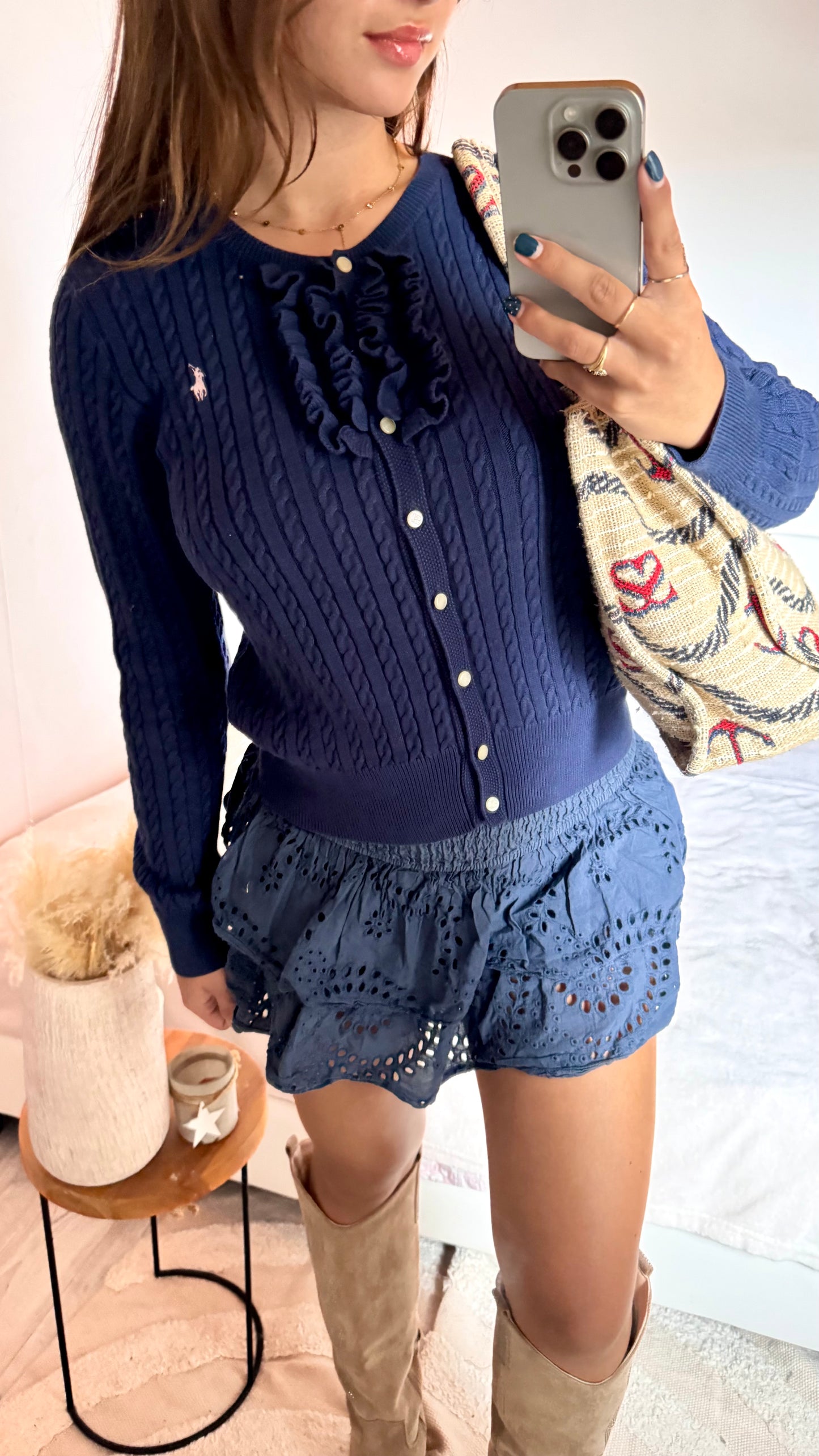 Gilet torsadé bleu marine Ralph Lauren - XS