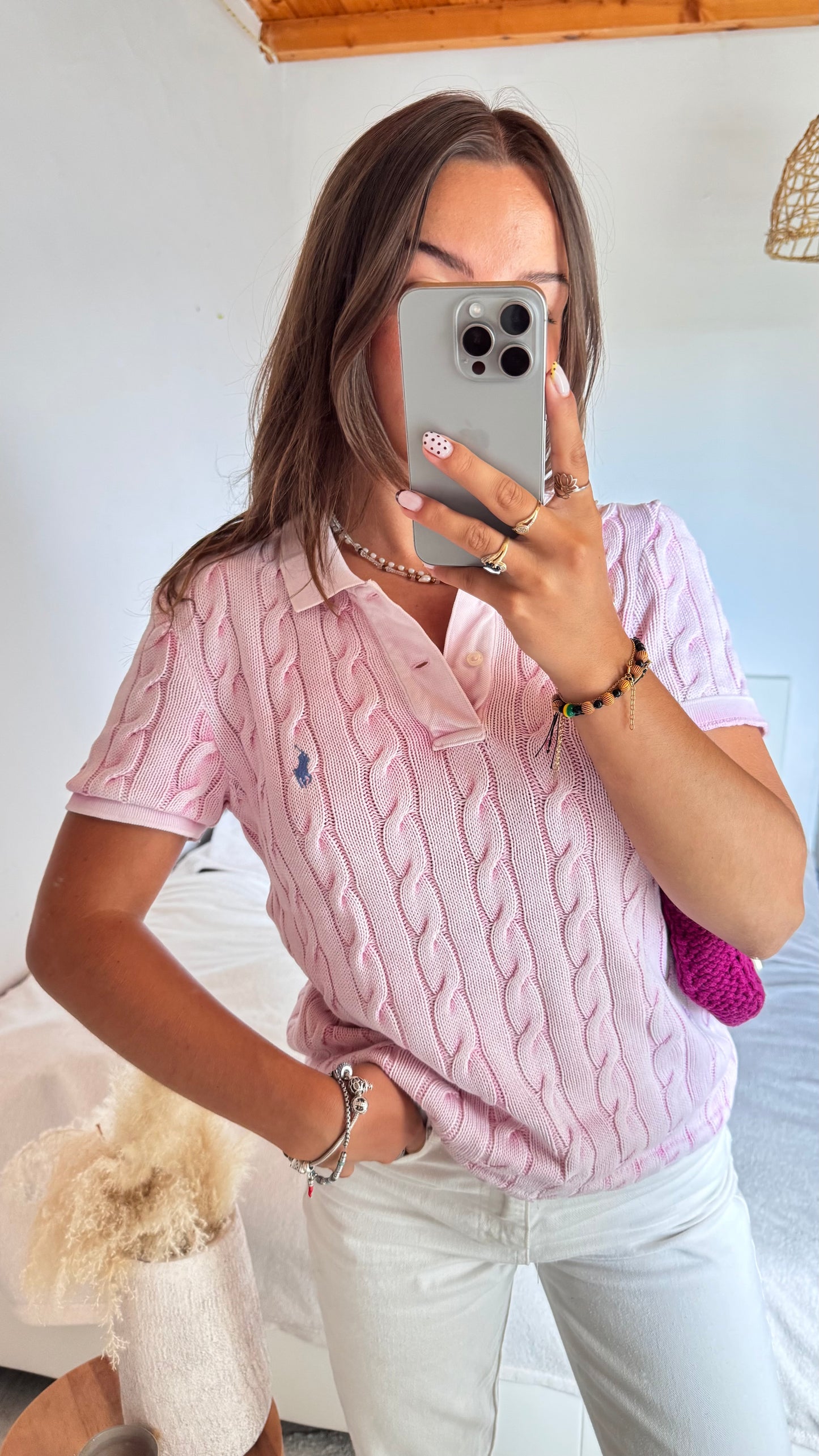 Polo rose torsadé Ralph Lauren - L