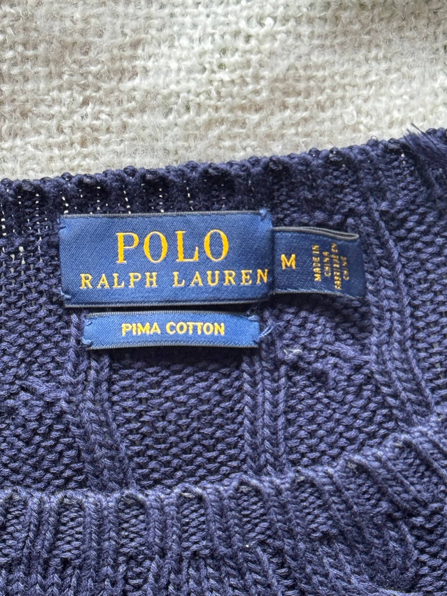 Pull torsadé bleu marine Ralph Lauren - M