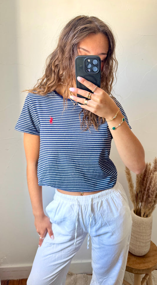 T-shirt rayé marine Ralph Lauren - M