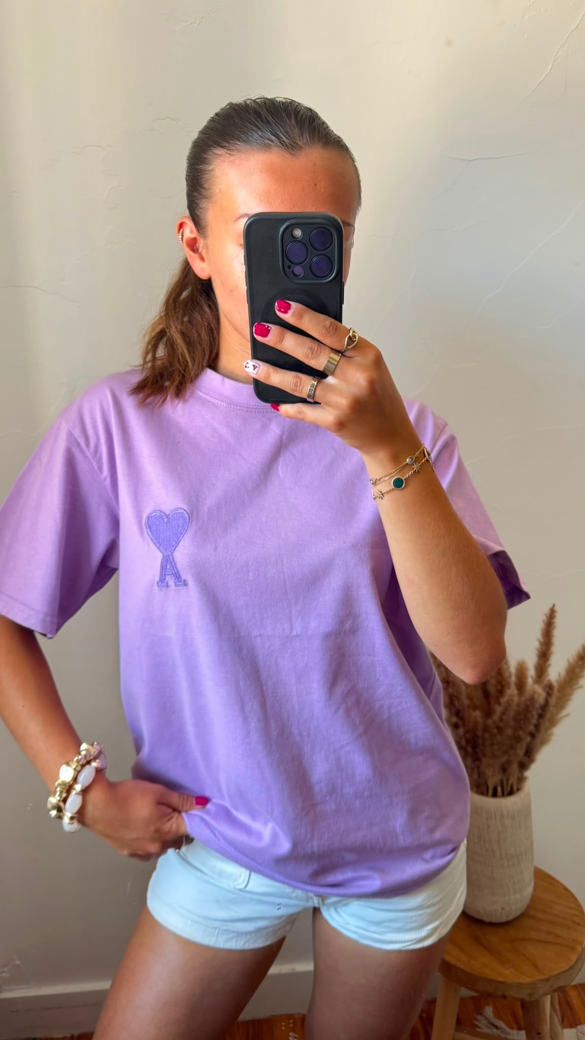 T-shirt lilas Ami Paris - S homme / M-L femme