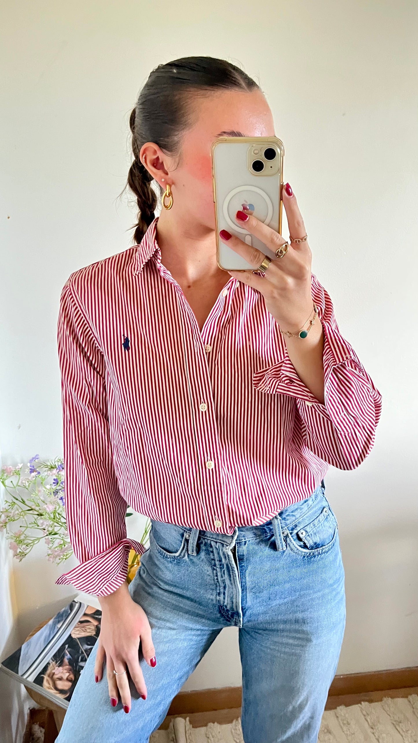 Chemise à rayures rouge Ralph Lauren - S