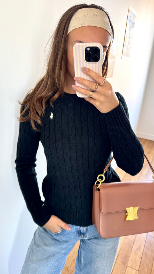 Pull torsadé noir Ralph Lauren - XS