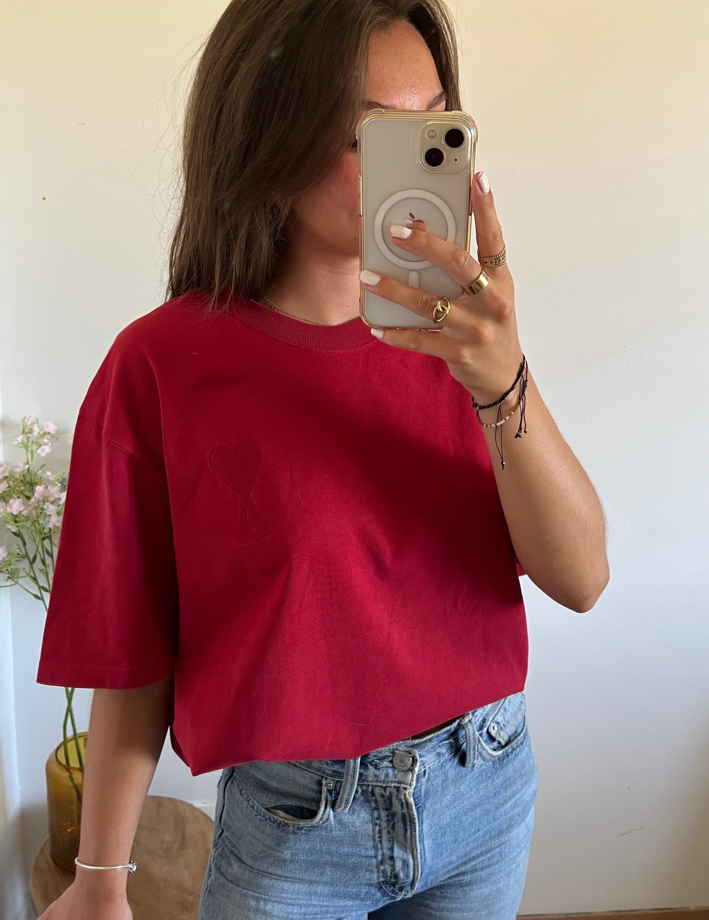 T-shirt rouge foncé Ami Paris - S homme / L femme