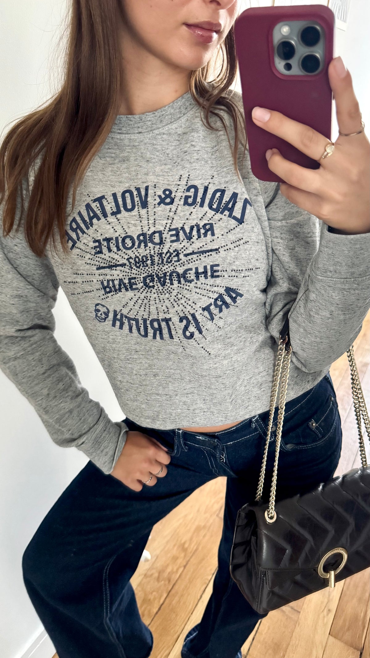 Pull col rond gris chiné Zadig & Voltaire - S
