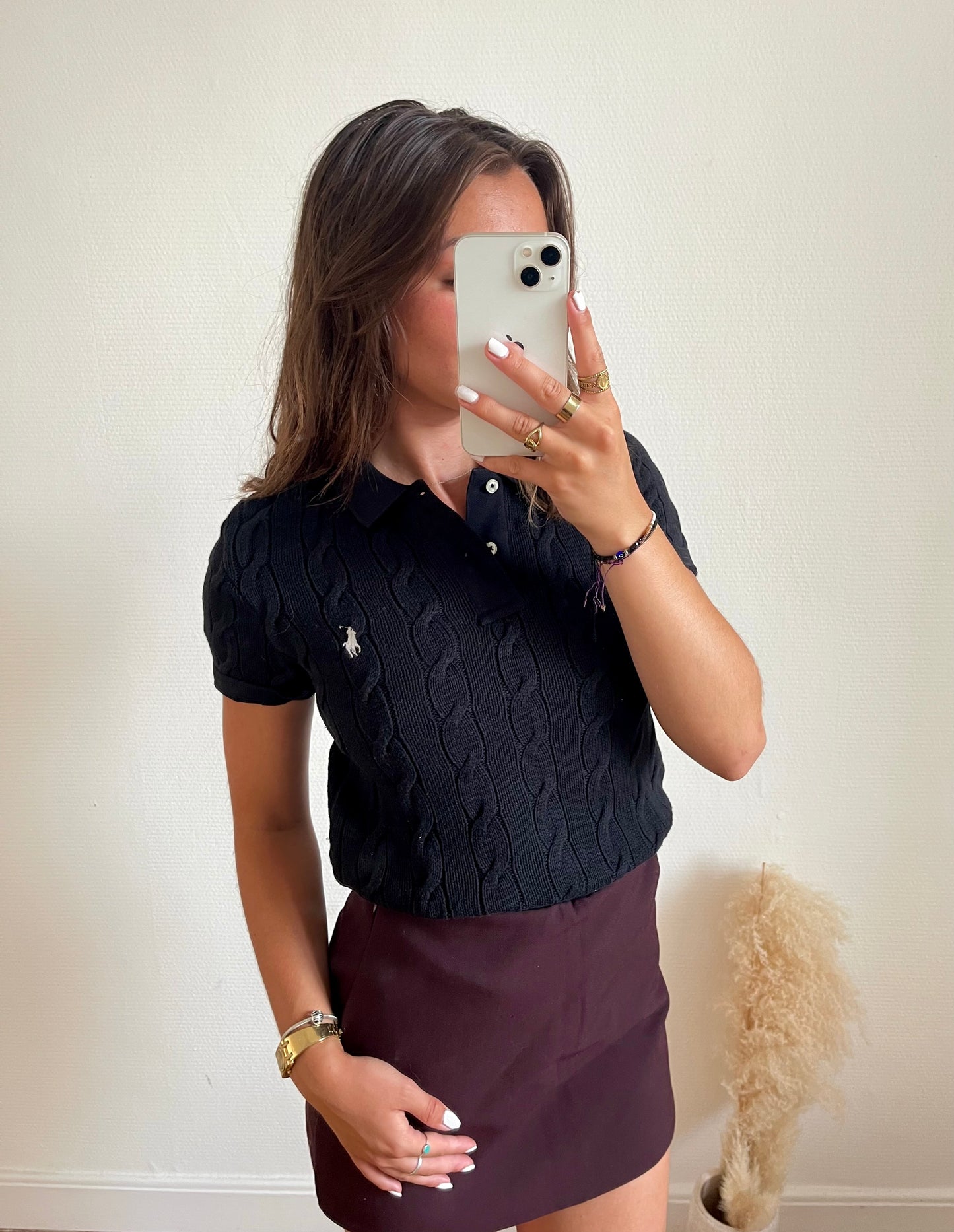 Polo torsadé noir Ralph Lauren - S