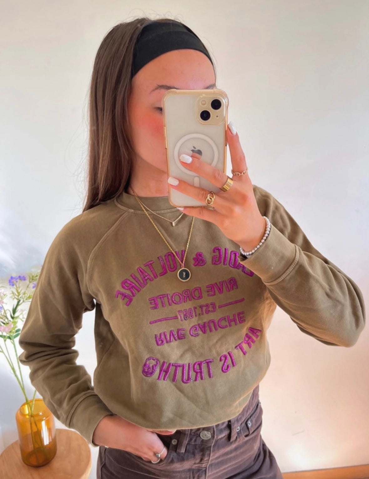 Sweat col rond kaki Zadig & Voltaire - XS
