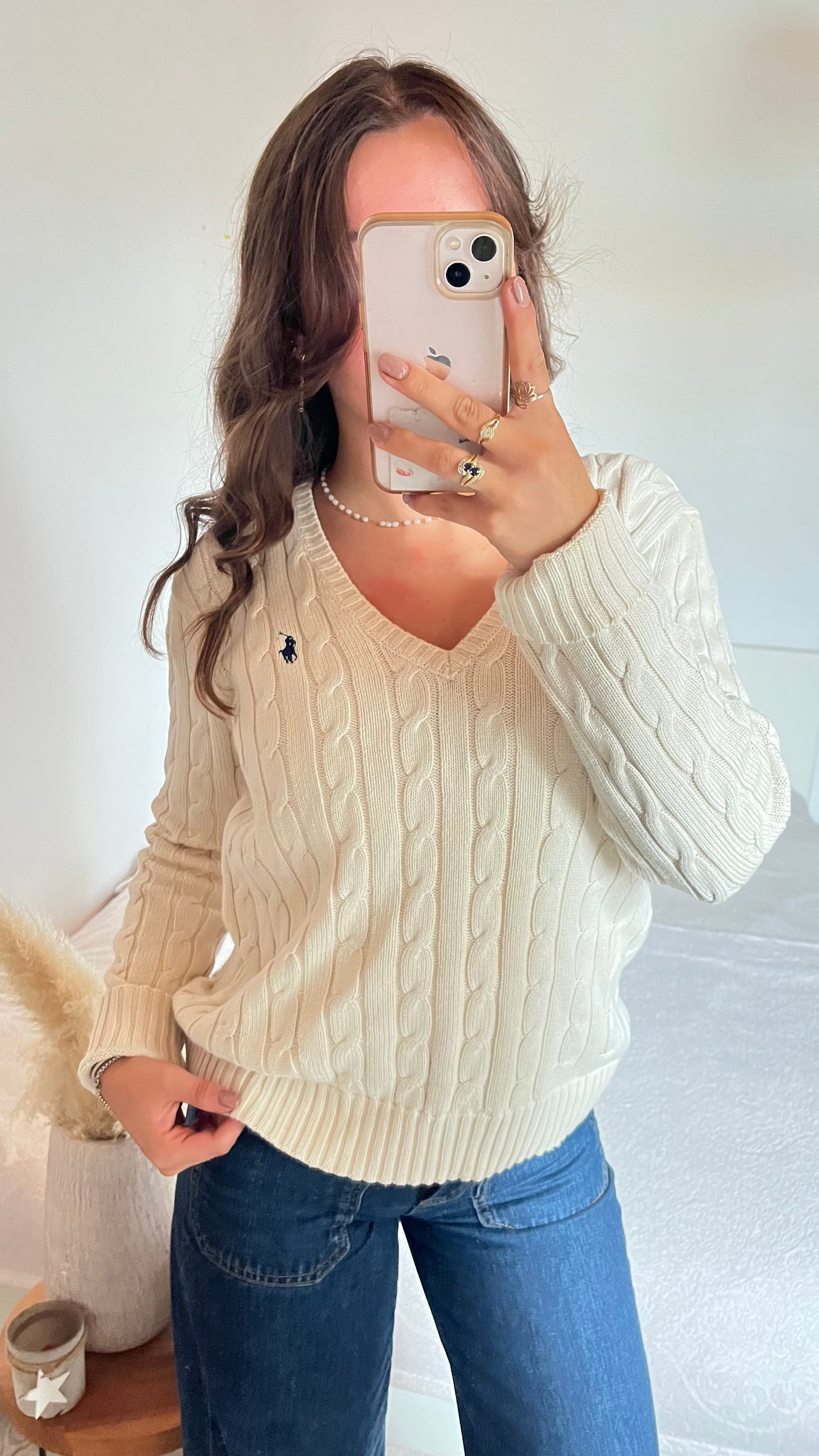 Pull torsadé crème Ralph Lauren - M