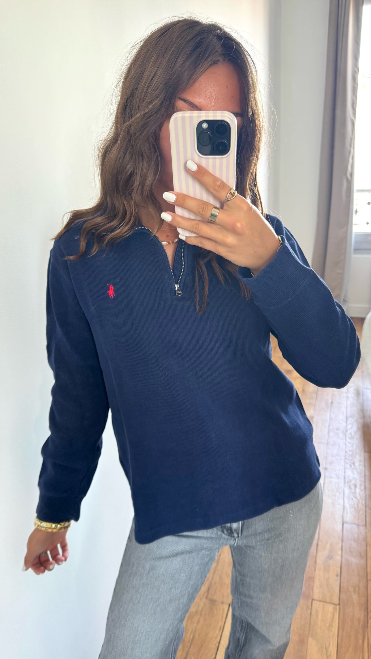 Pull demi-zippé bleu marine Ralph Lauren - XS/S