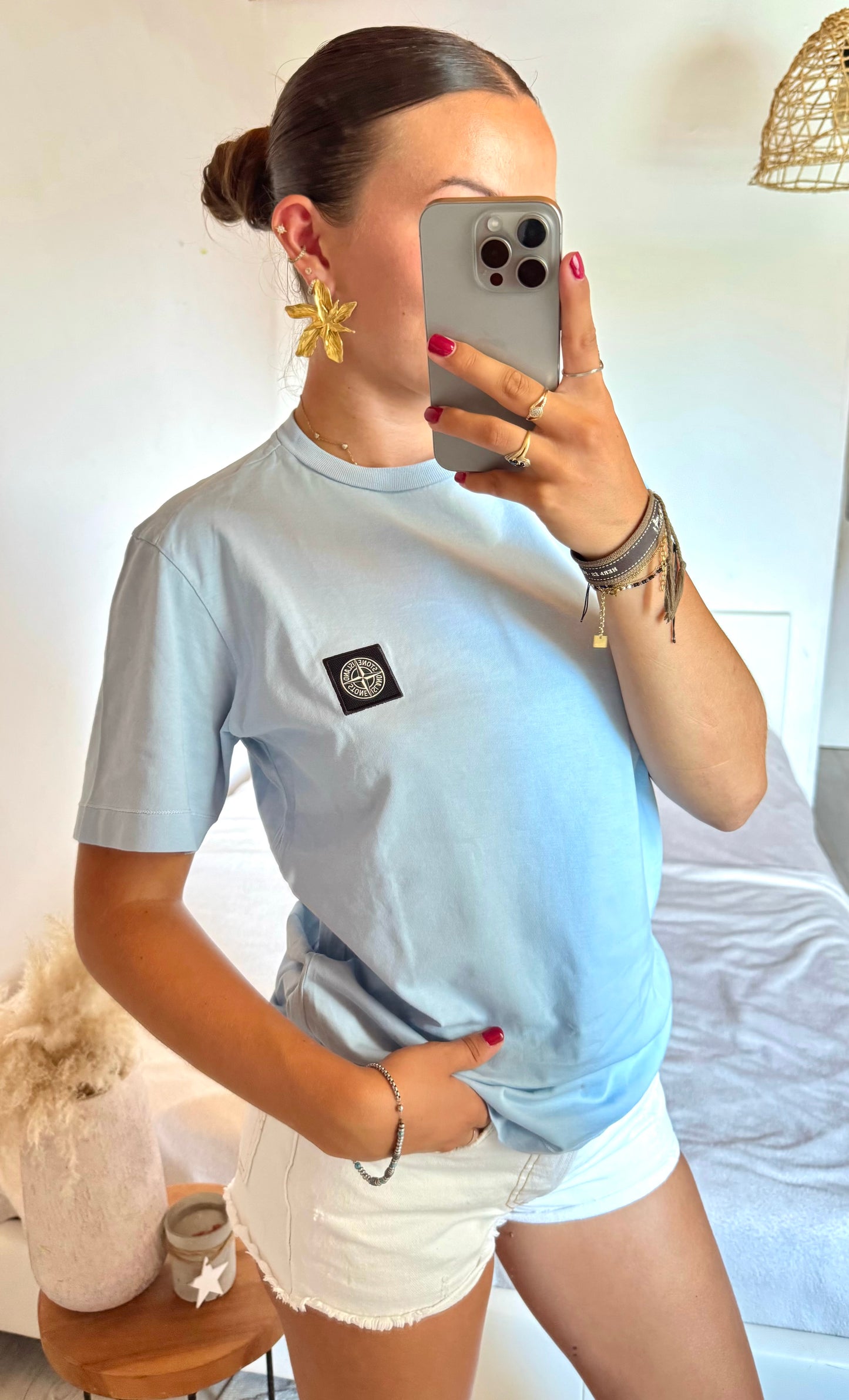 T-shirt bleu ciel Stone Island - M