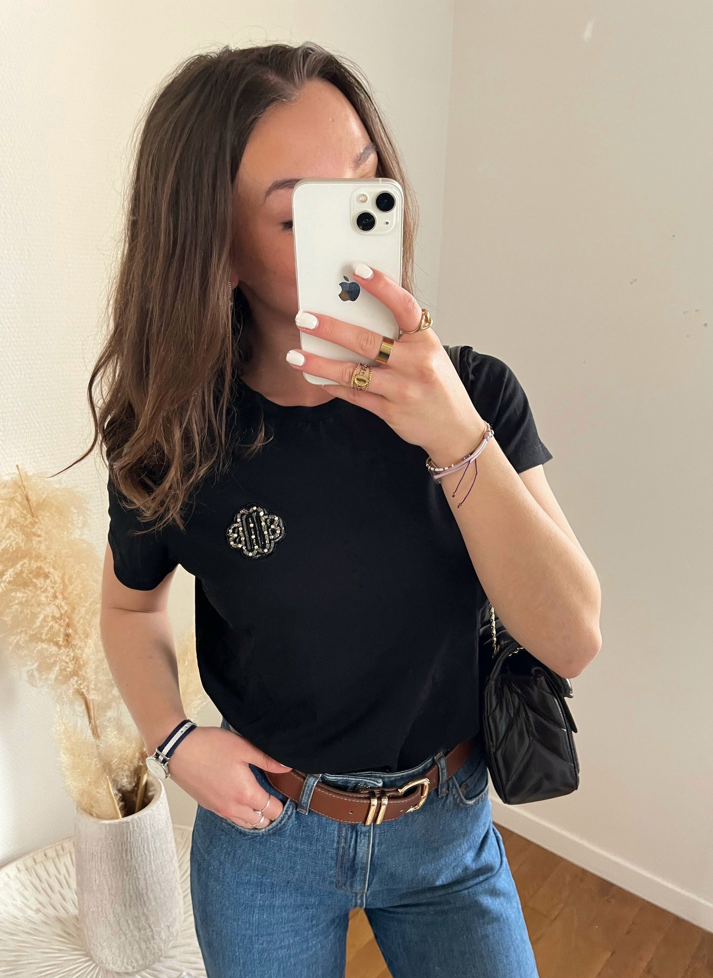 T-shirt noir Maje logo brillant - XS