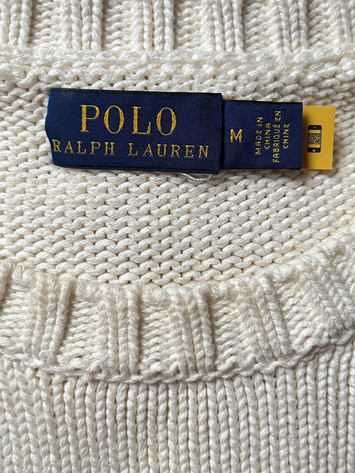 Pull blanc col rond American Flag Ralph Lauren - M