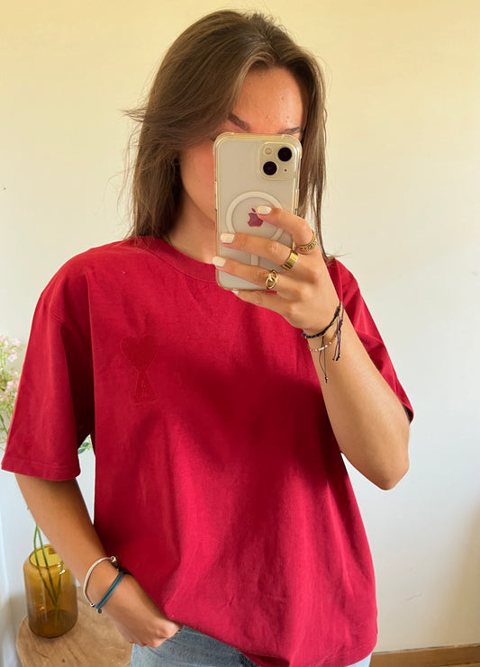 T-shirt rouge foncé Ami Paris - S homme / L femme