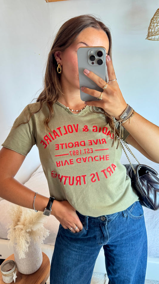 T-shirt Zadig & Voltaire kaki et rouge - XS