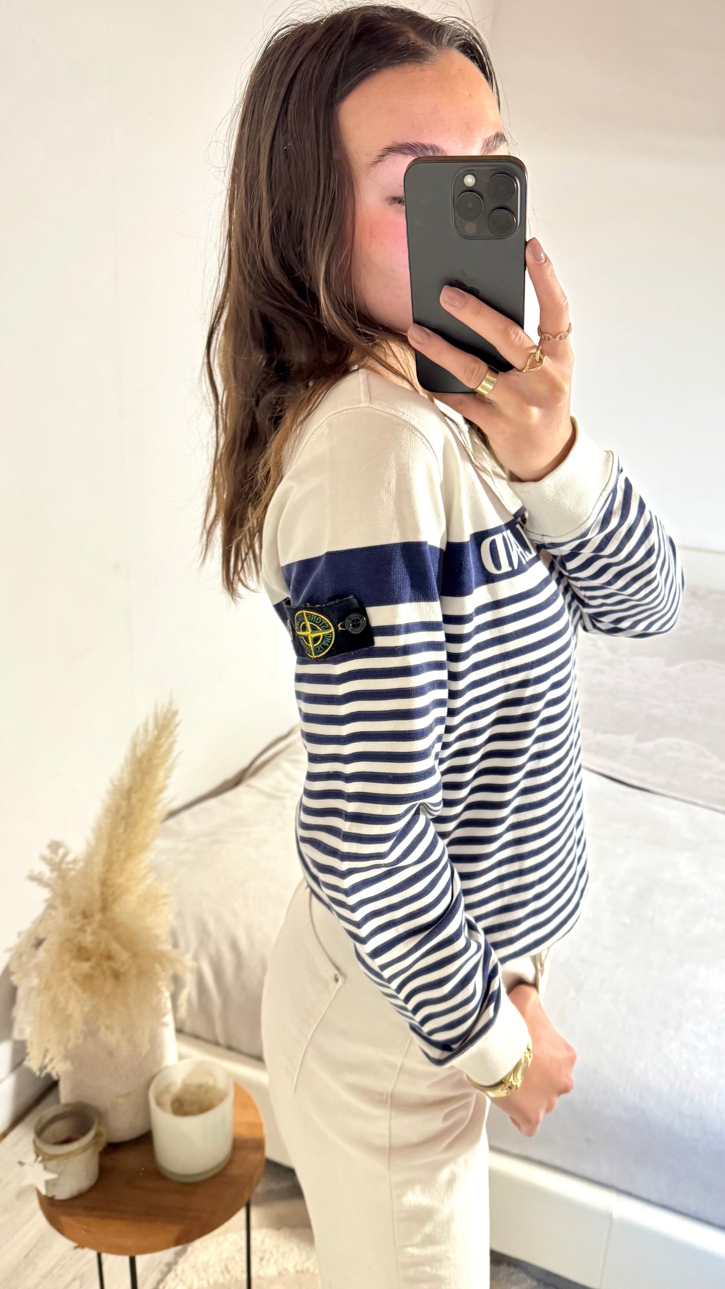 Sweat col rond marinière Stone Island - S