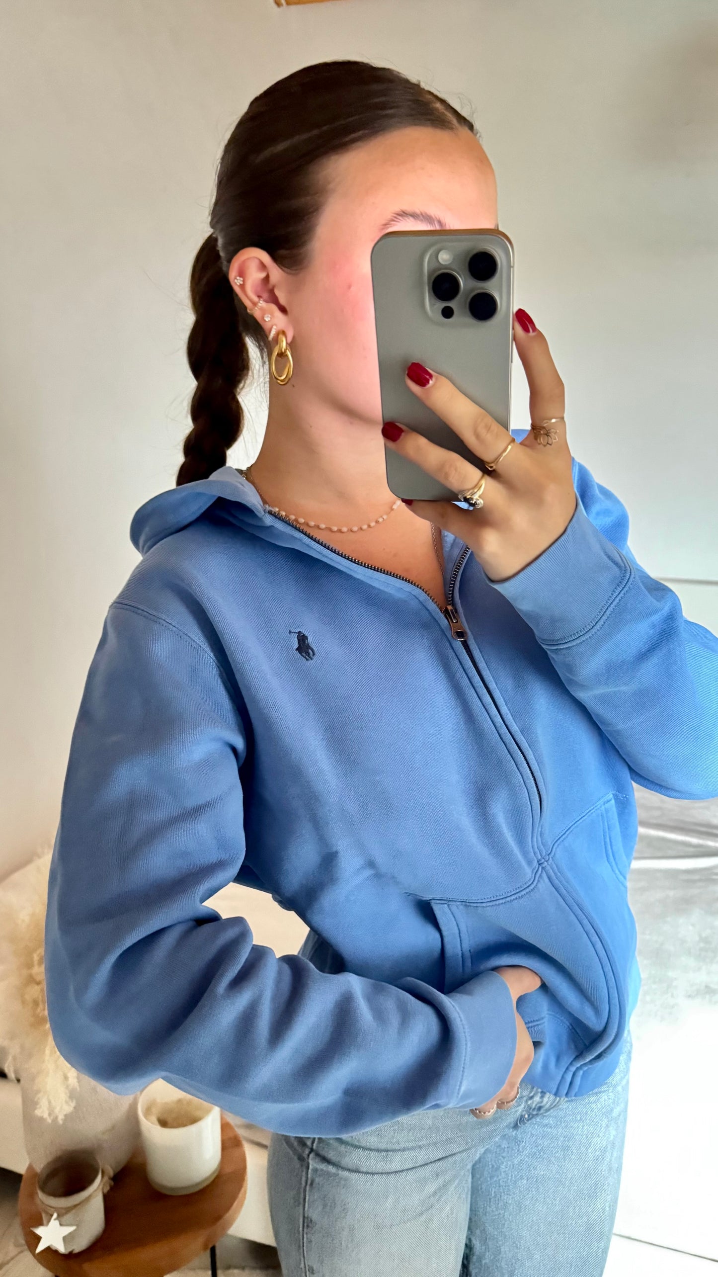 Veste a capuche baby blue Ralph Lauren - M