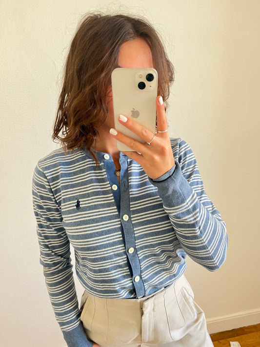Gilet rayé bleu Ralph Lauren - S