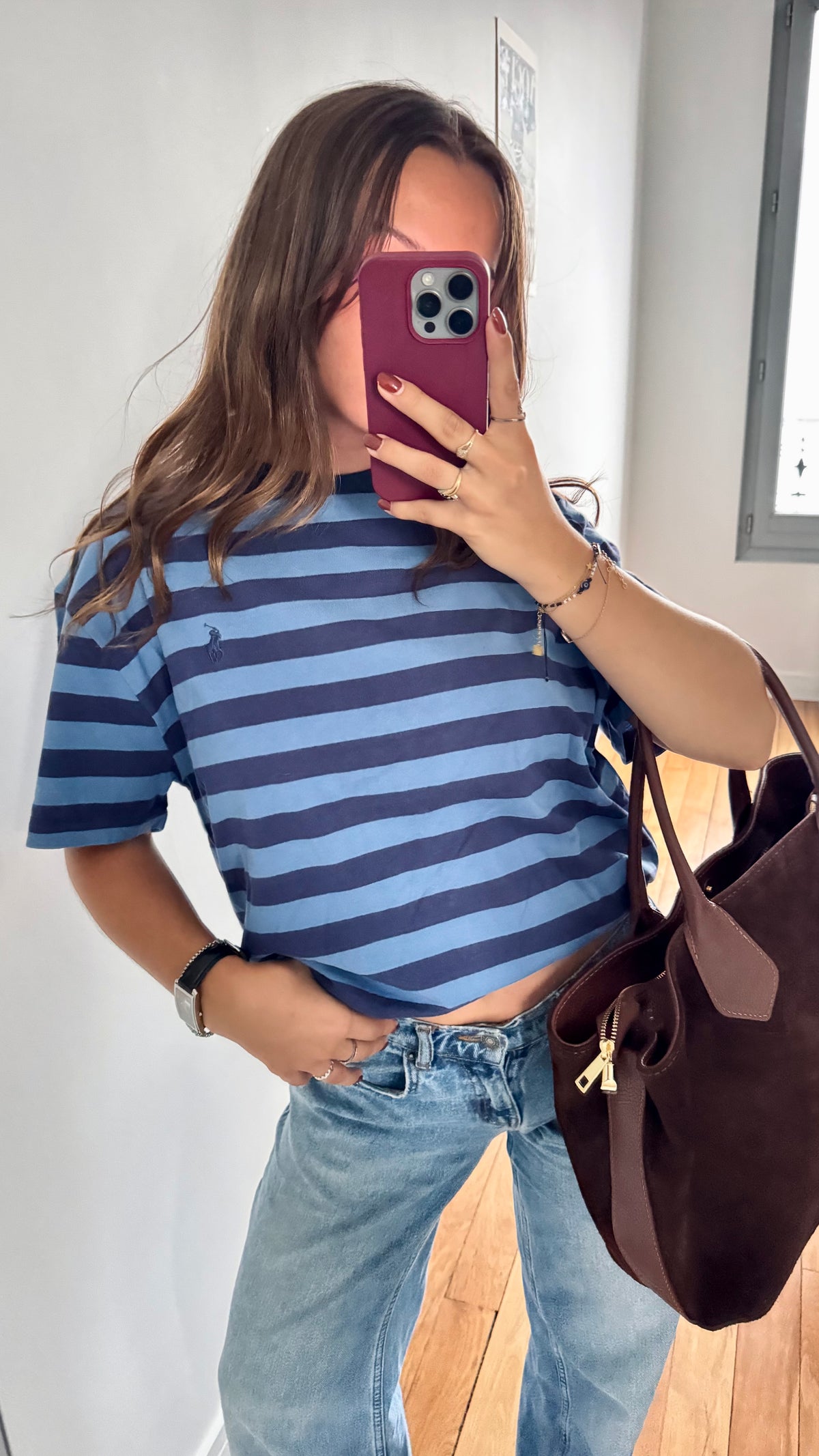 T-shirt bleu à rayures Ralph Lauren - M homme / L femme