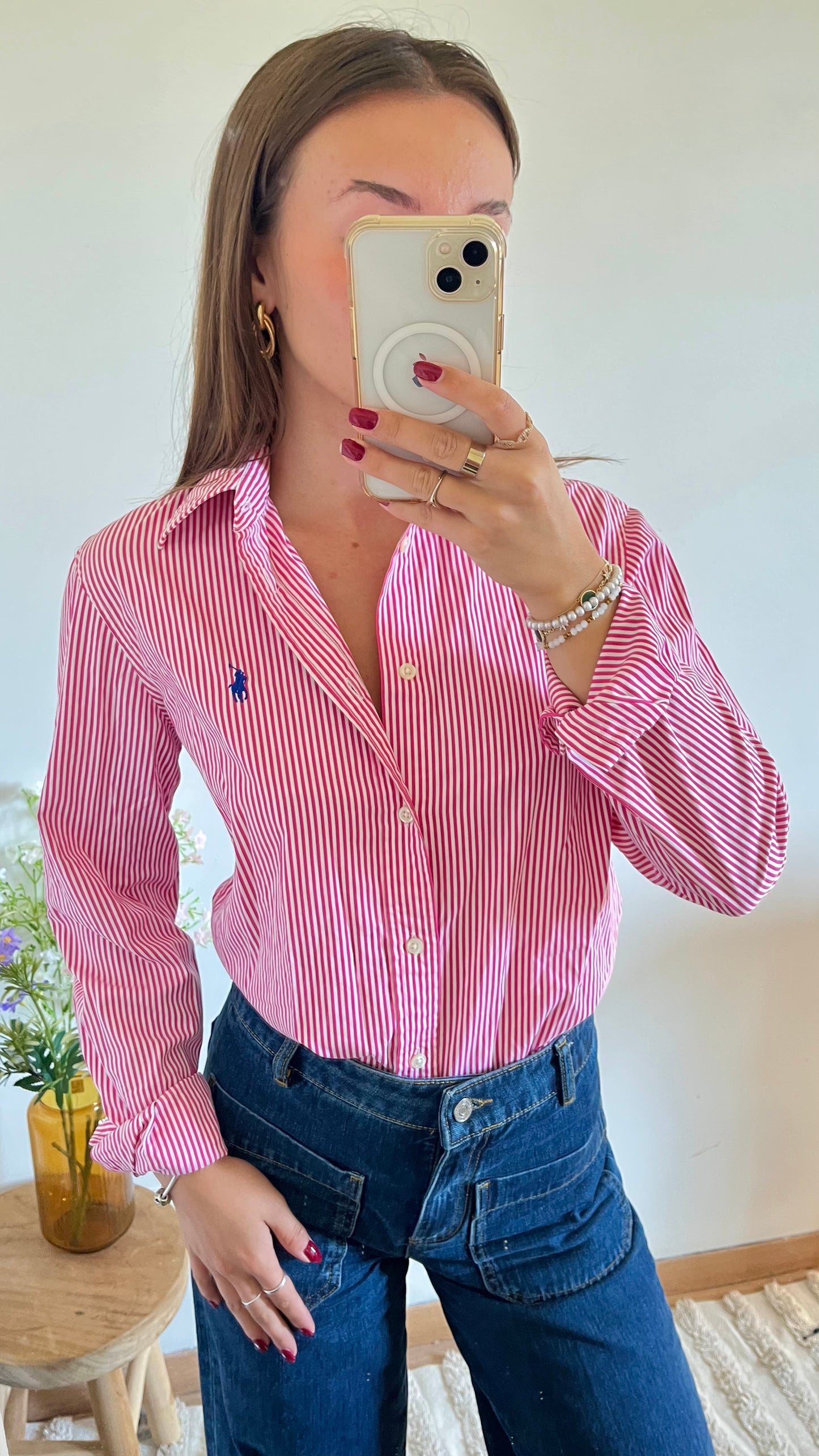 Chemise à rayures roses Ralph Lauren - M