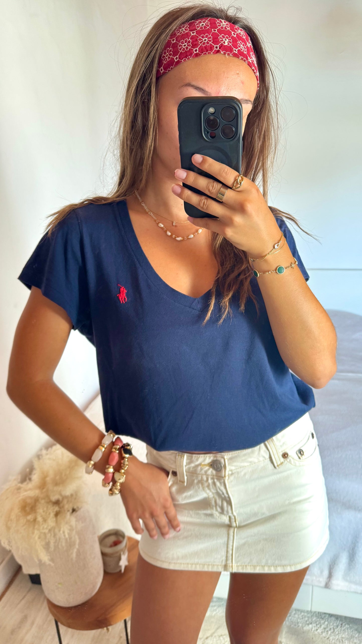 T-shirt marine col V Ralph Lauren - M