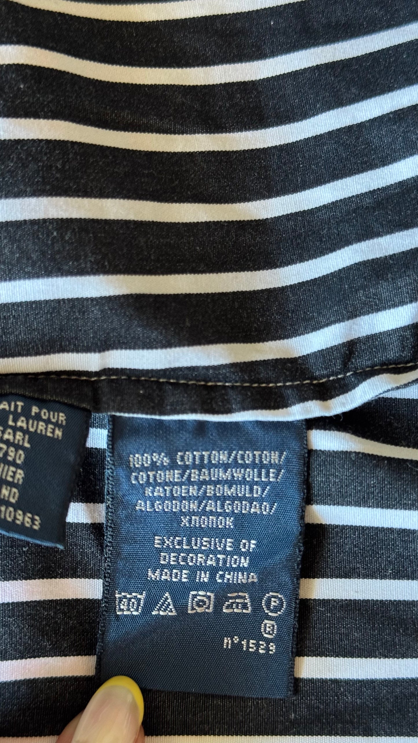 Chemise noire à rayures Ralph Lauren - S/M