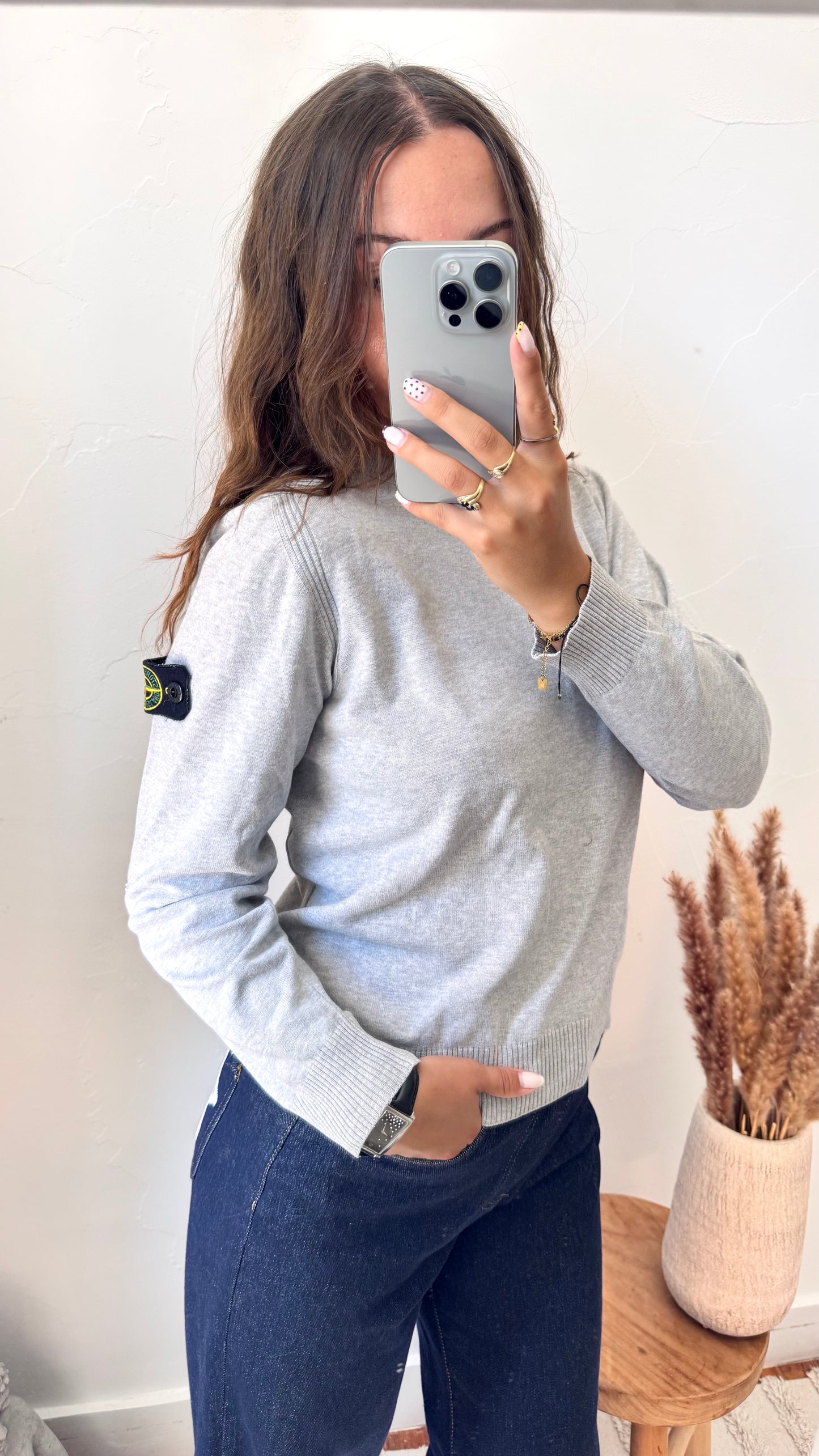 Pull léger gris Stone Island - XS
