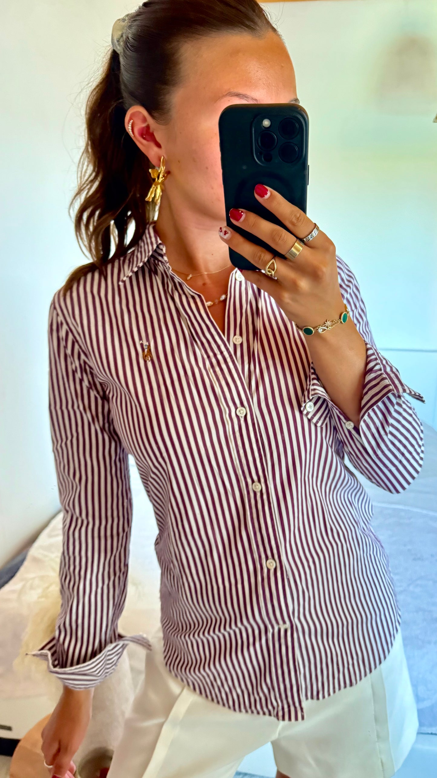 Chemise rayée bordeaux Ralph Lauren - XS