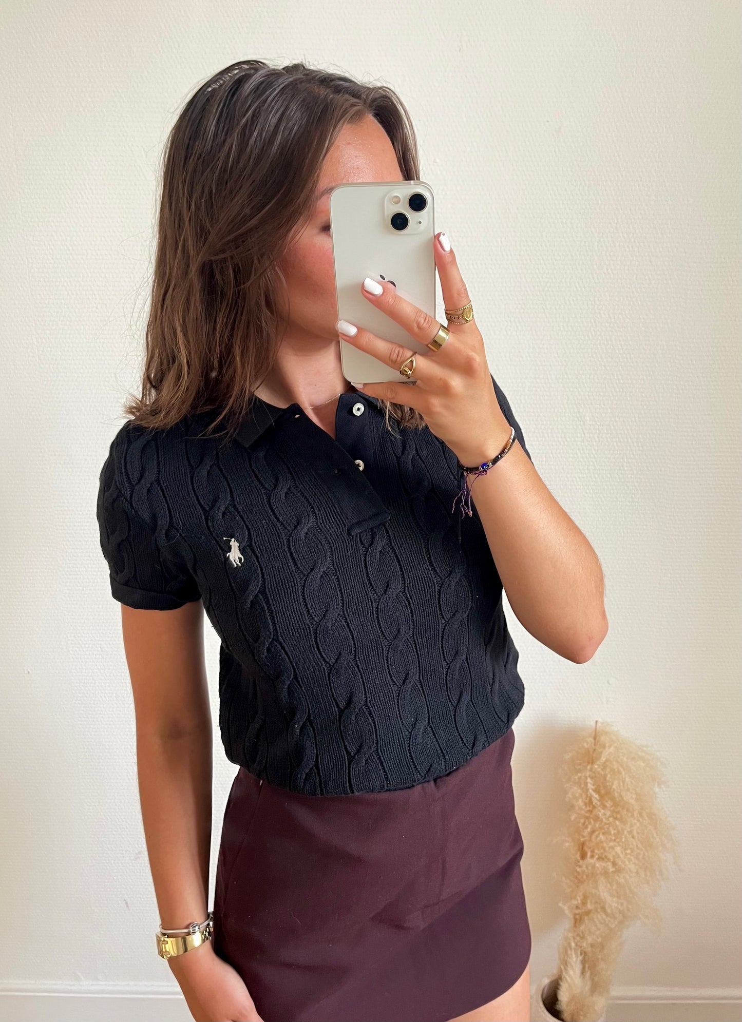 Polo torsadé noir Ralph Lauren - S