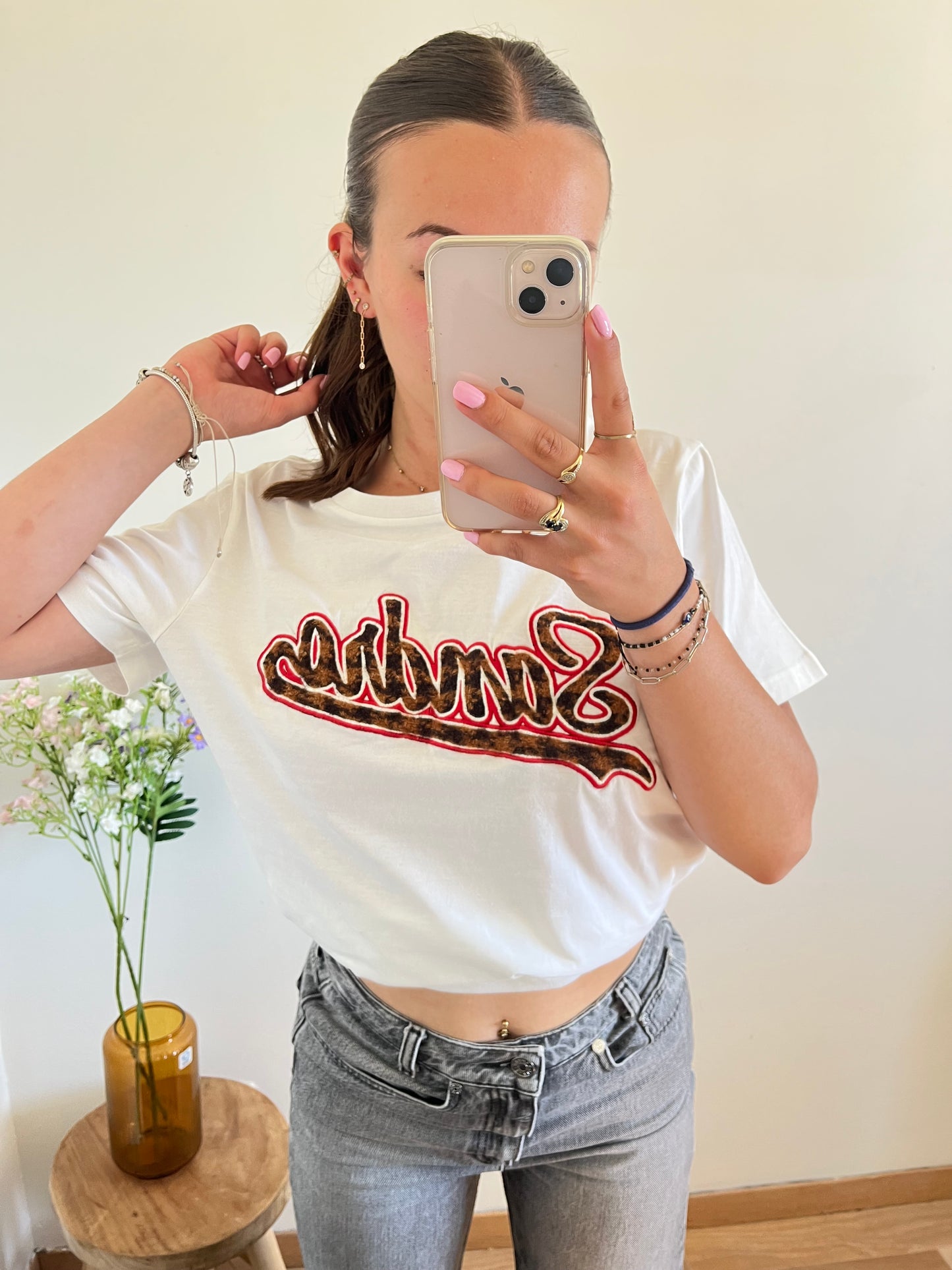 T-shirt blanc Sandro effet léopard - S