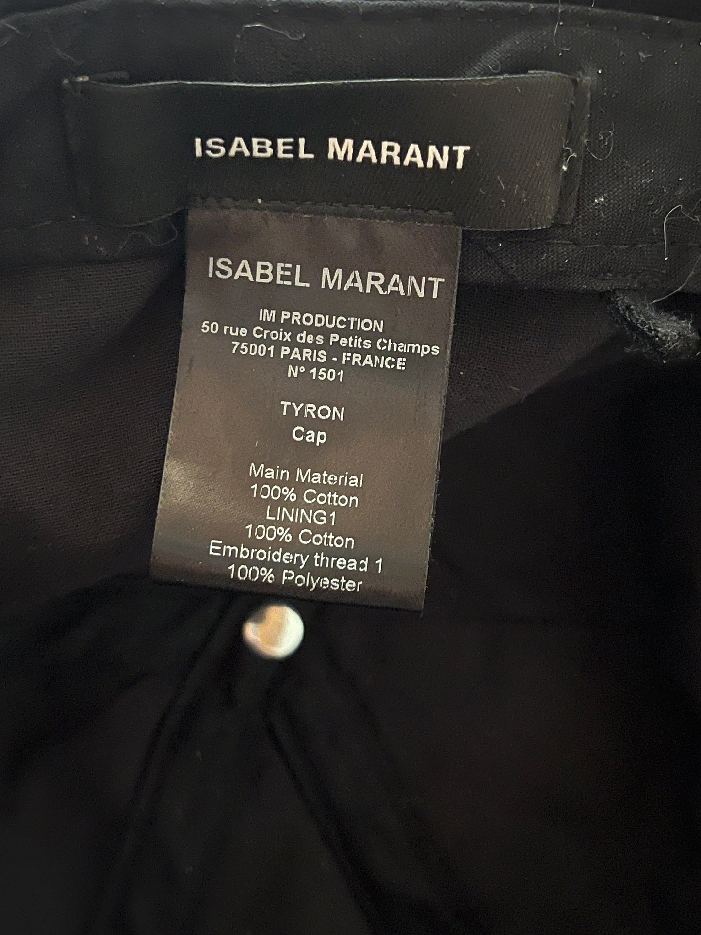 Casquette Tyron noire Isabel Marant - Taille Unique