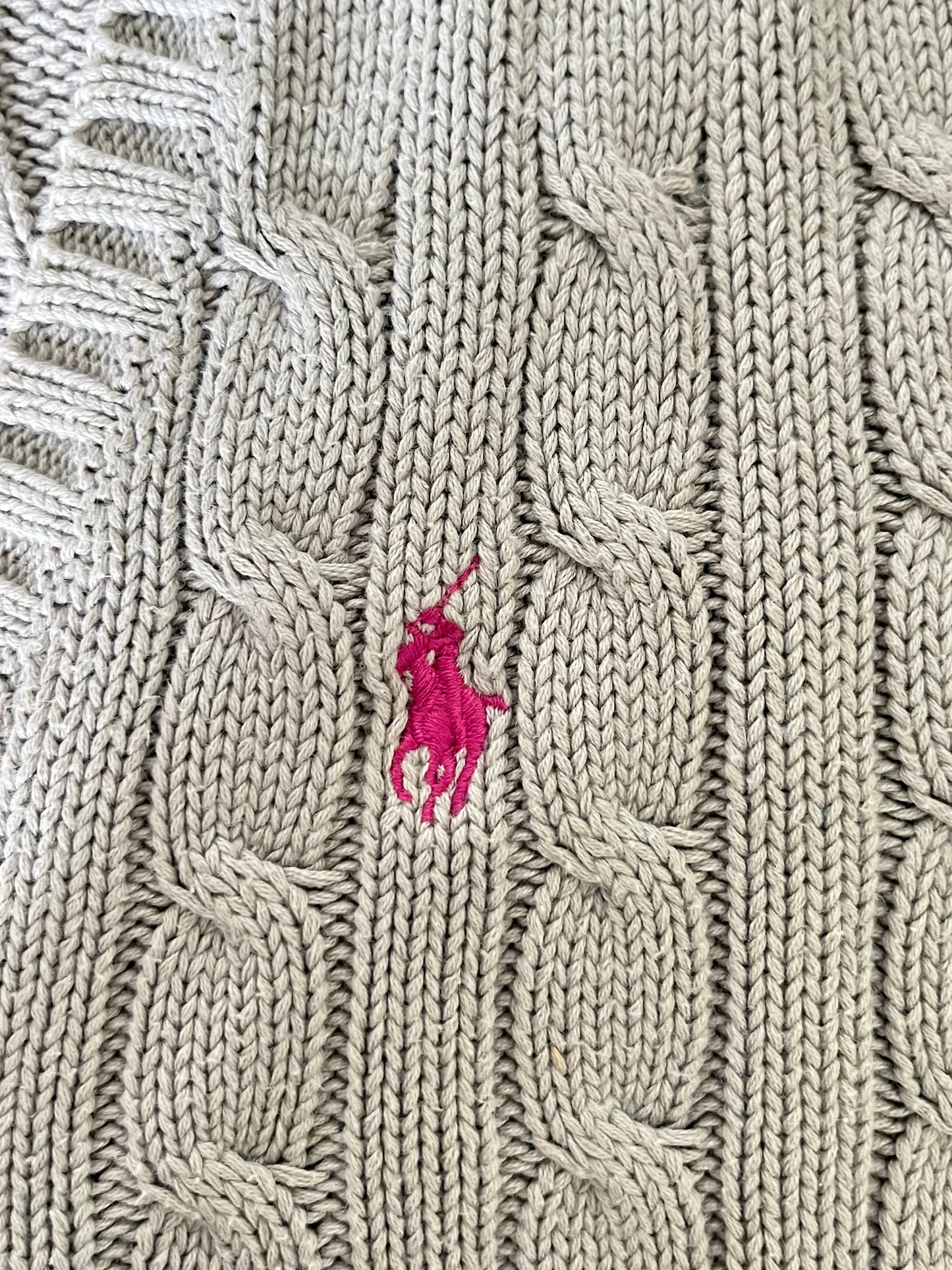 Pull col V torsadé gris Ralph Lauren - L