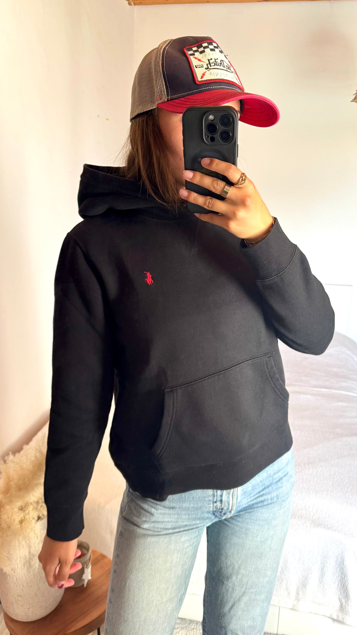 Sweat à capuche noir Ralph Lauren - XS/S