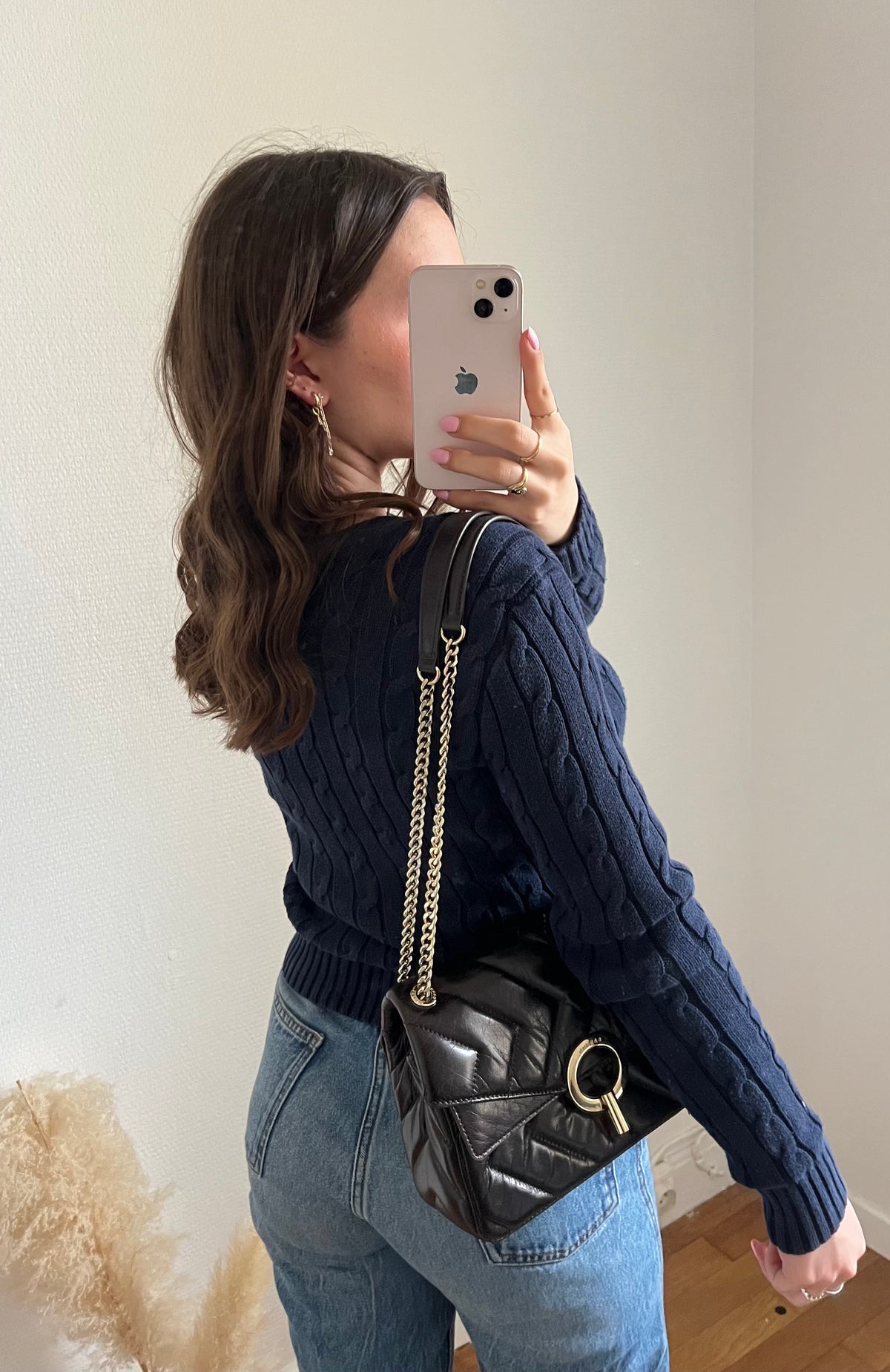 Pull torsadé col V bleu marine Ralph bleu - S