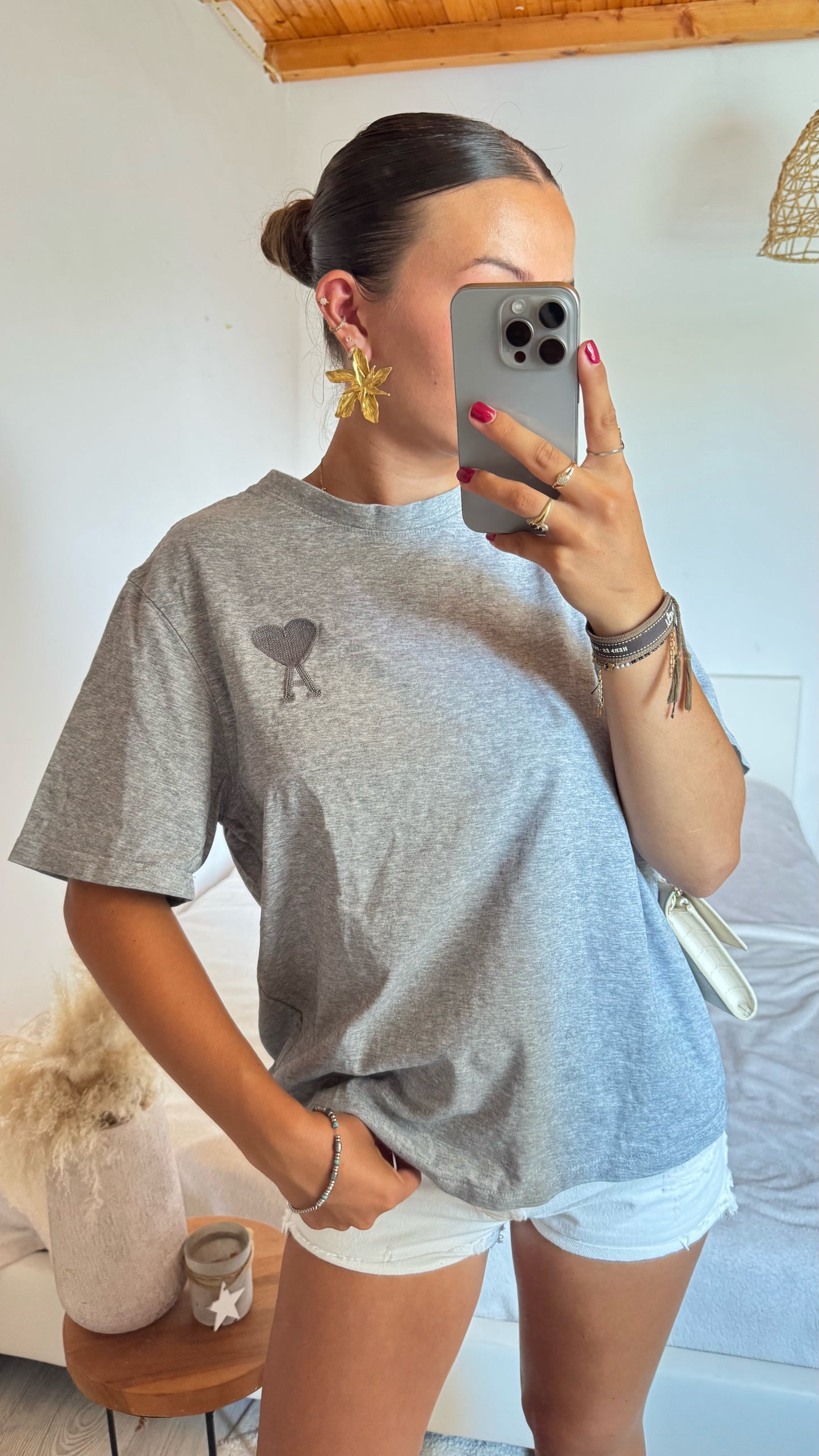 T-shirt gris Ami Paris - M