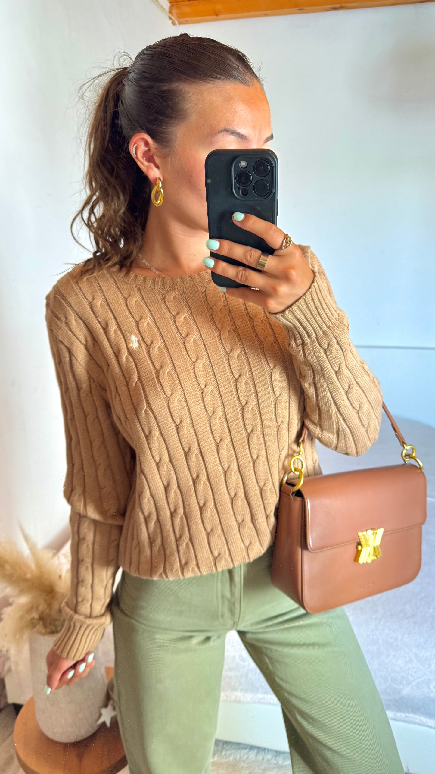 Pull torsadé beige Ralph Lauren - M