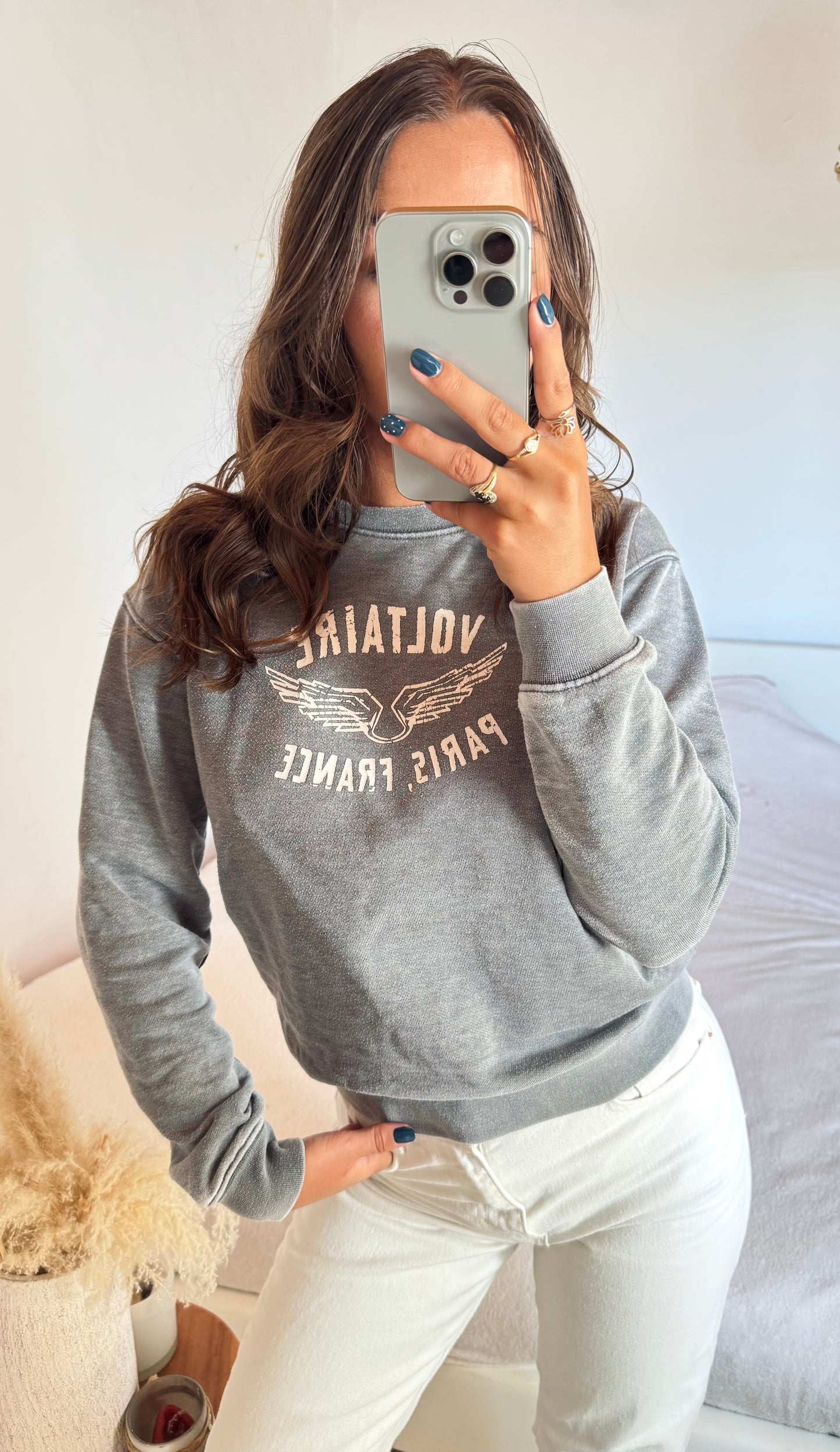Sweat col rond gris chiné Zadig & Voltaire - XS