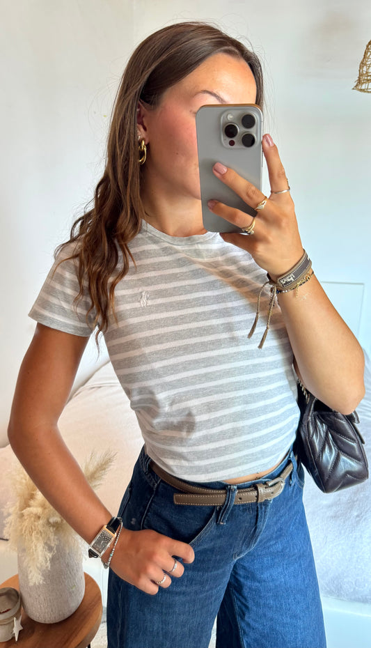 T-shirt marinière gris Ralph Lauren - XS