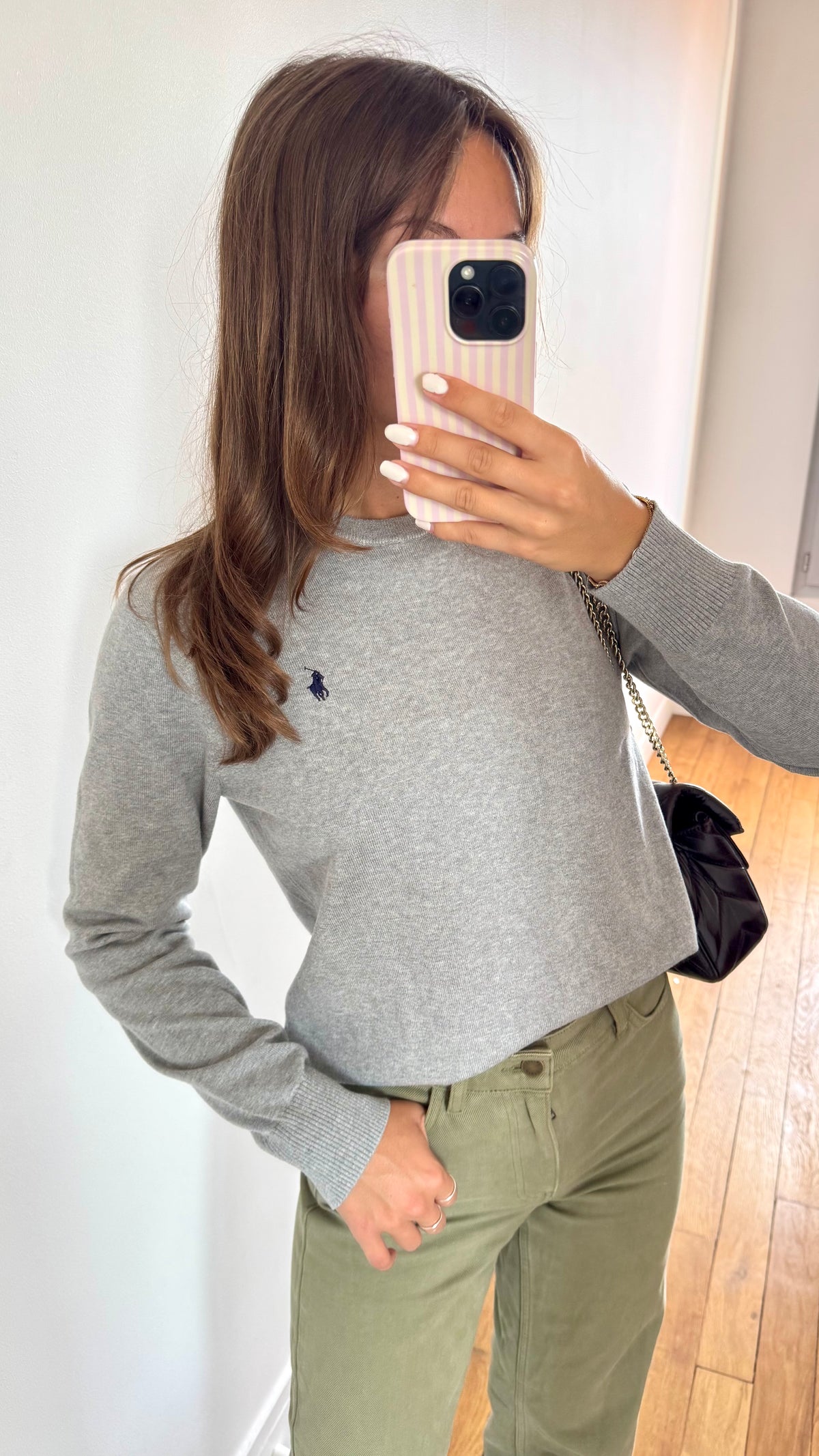 Pull col rond gris Ralph Lauren - S