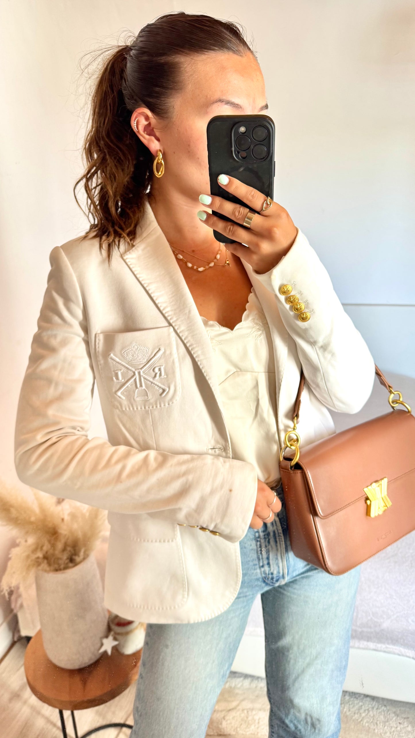 Blazer blanc cintré Ralph Lauren - S