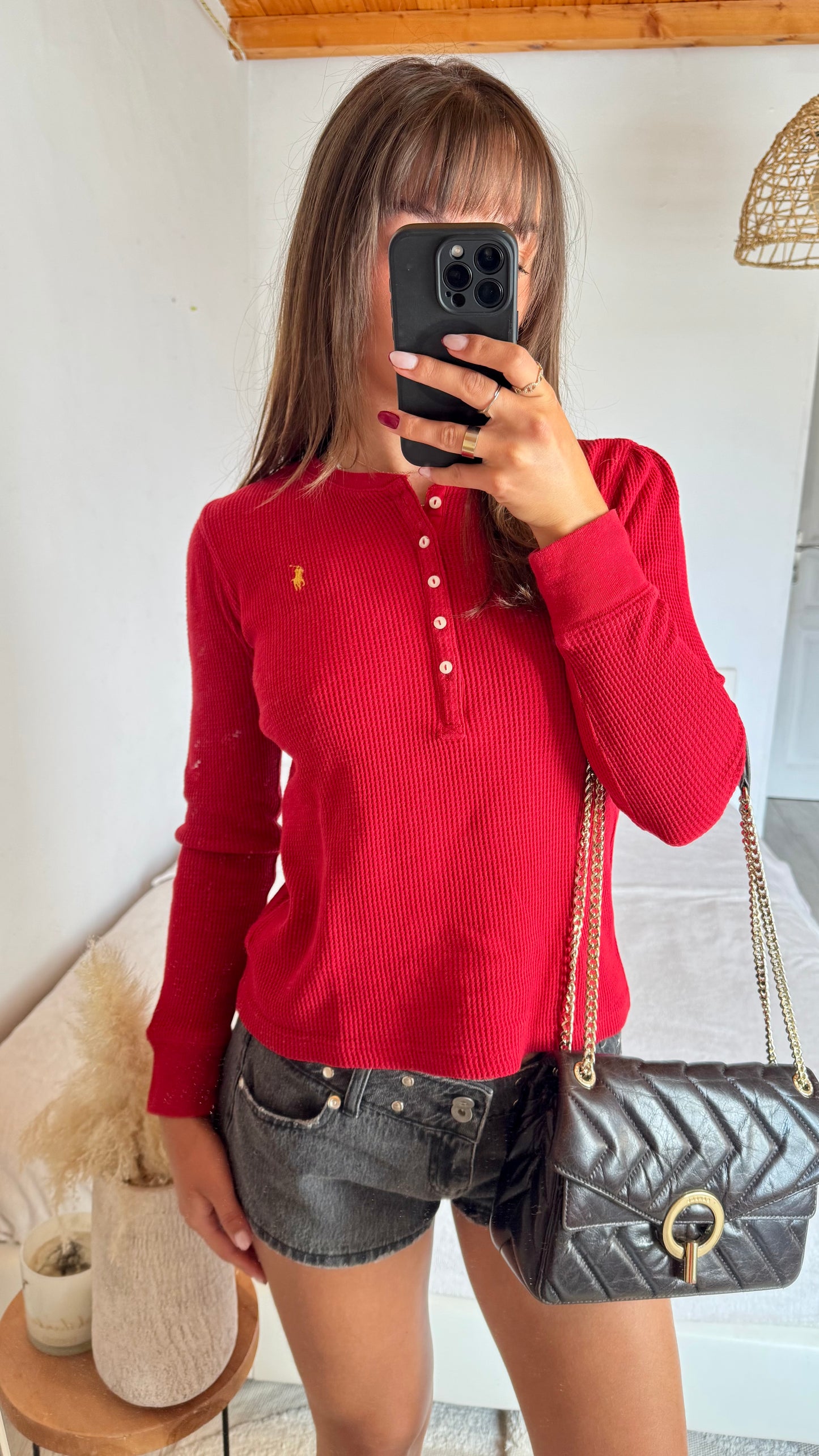 Pull polo rouge Ralph Lauren - XS
