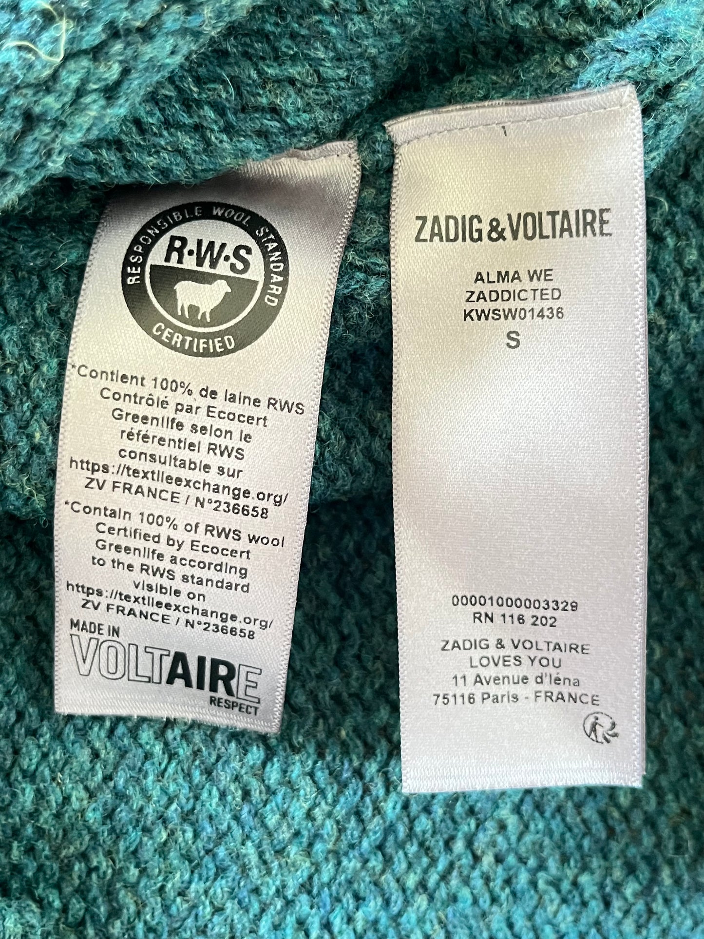 Pull neuf avec étiquette vert sapin Zadig & Voltaire - S