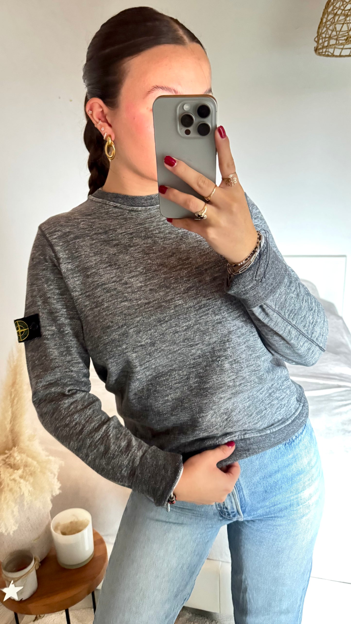 Pull gris chiné Stone Island - S